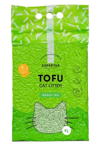 Expertus Tofu pakaiši kaķu tualetei ar zaļās tējas aromātu 6 L (2.6 kg)
