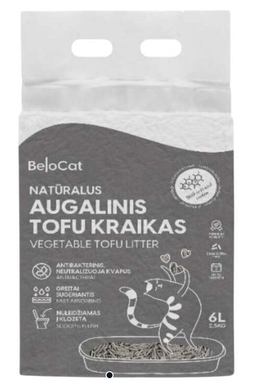 BeloCat Tofu kaķu pakaiši litter kaķiem Charcoal Scent (Aktivētā ogle) 2.5 kg, 6 l