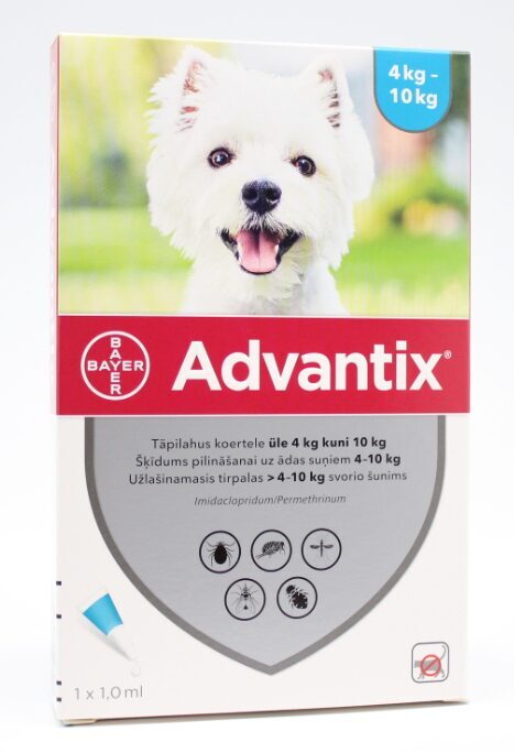 ADVANTIX 100MG ŠĶĪD 1ML SUŅIEM 4-10KG N1