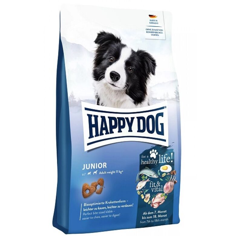 Happy Dog fit & vital Junior 1 kg - sausā barība kucēniem ar mājputnu, jēru, zivīm