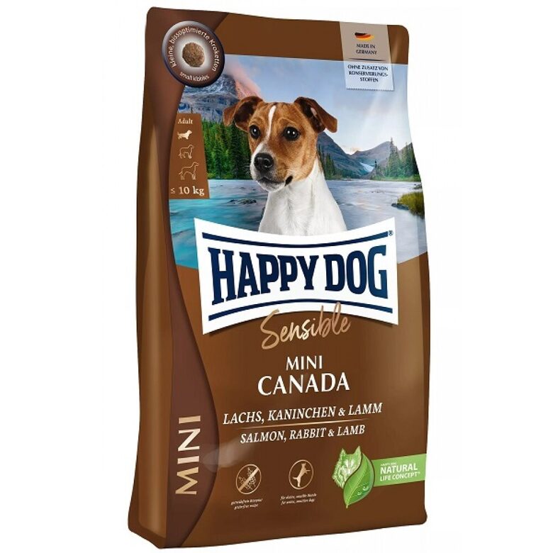 Happy Dog Sensible Mini Canada 800 g - sausā barība mazo šķirņu suņiem ar lasi, trusi, jēru