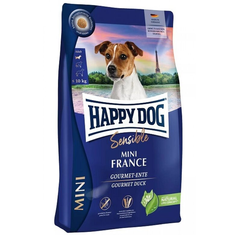 Happy Dog Sensible Mini France 4 kg - sausā barība mazo šķirņu suņiem ar pīles gaļu