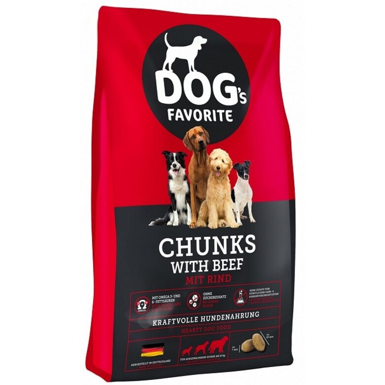 Happy Dog DOG's Favorite Chunks with Beef - sausā barība suņiem ar liellopu 15 kg