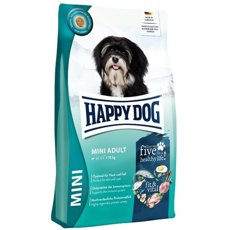Happy Dog fit & vital Mini Adult 300 g - sausā barība mazo šķirņu suņiem ar mājputnu, jēru, zivīm, lasi
