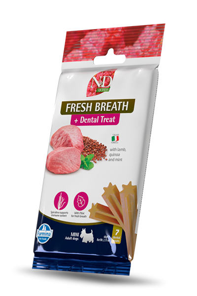 N&D DOG TREAT DENTAL QUINOA LAMB FRESH BREATHE Mini 60g