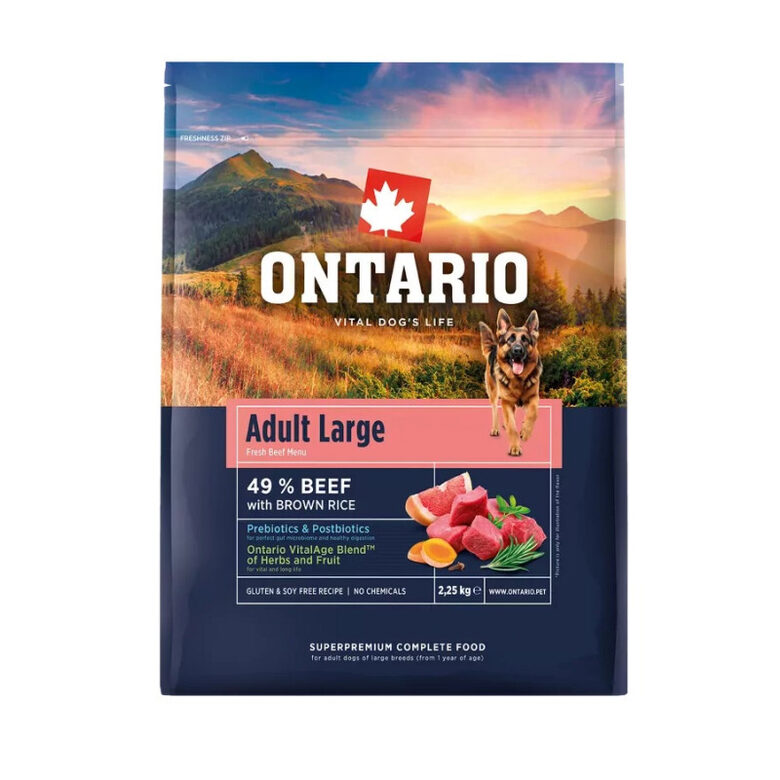 Ontario Adult Large, Beef and Brown Rice, 2,25 kg