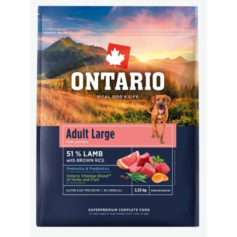 Ontario Adult Large, Lamb and Brown Rice, 2,25 kg