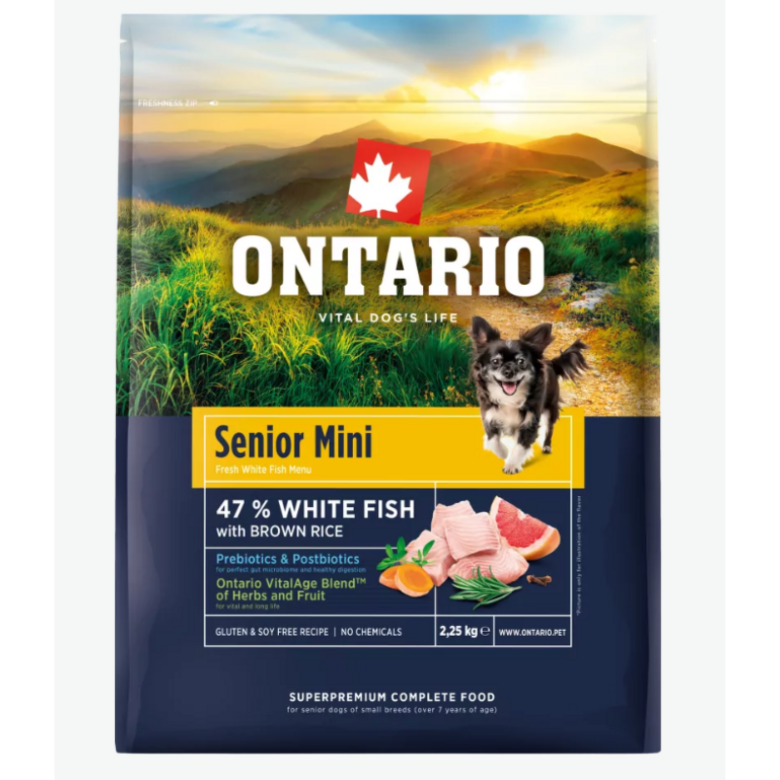 Ontario Senior Mini, Fish and Brown Rice, 2,25 kg