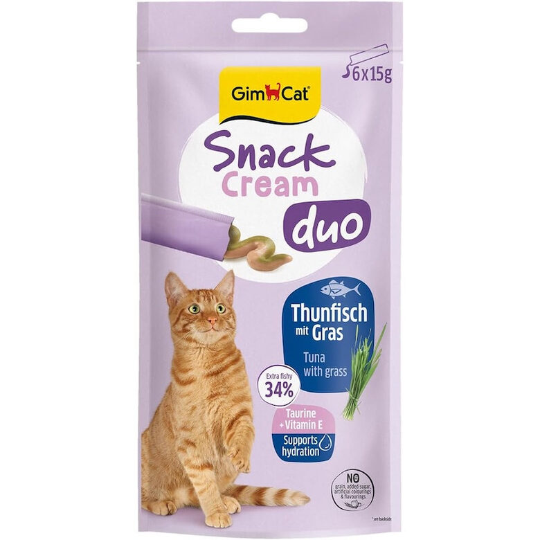 GimCat SNACK CREAM DUO TUNA & GRASS 6x15g