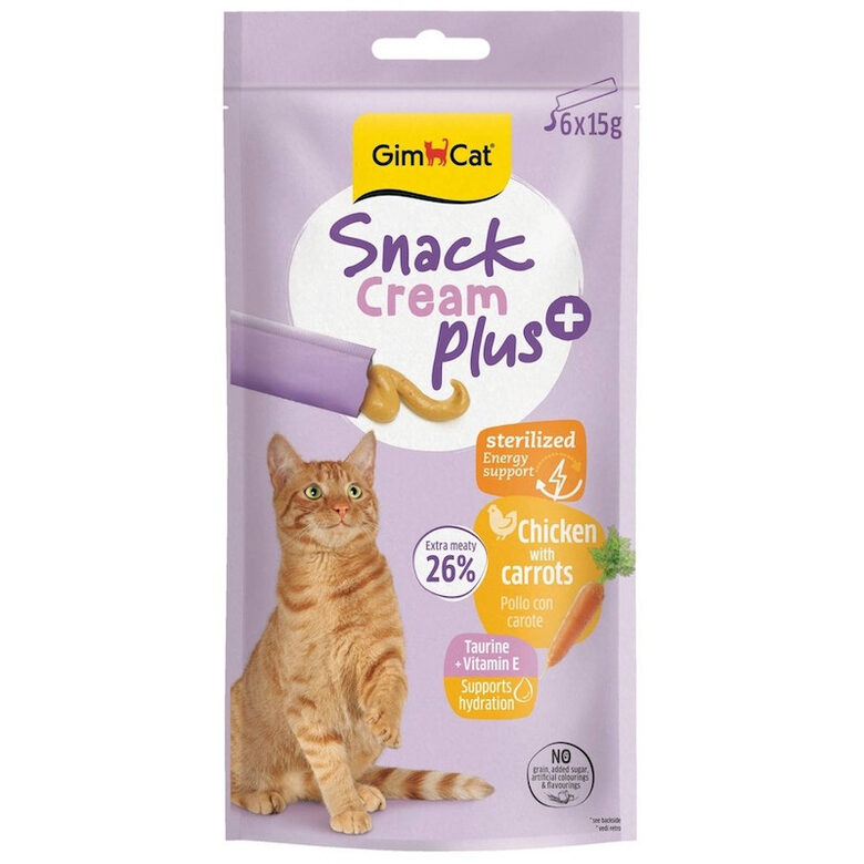 GimCat SNACK CREAM + CHICKEN & CARROT (STERILISED) 6x15g