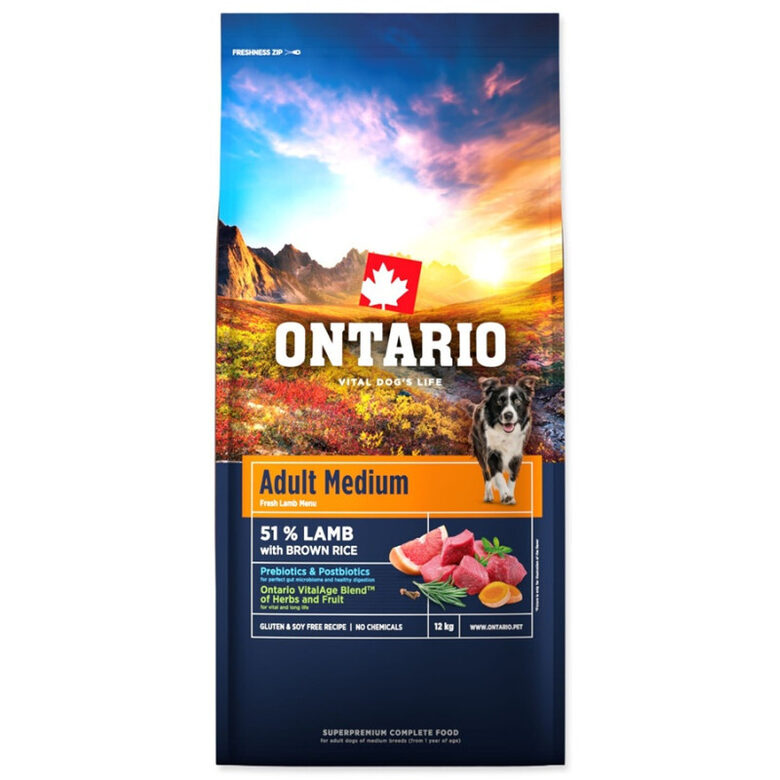 Ontario Adult Medium Lamb and Brown Rice 12 kg