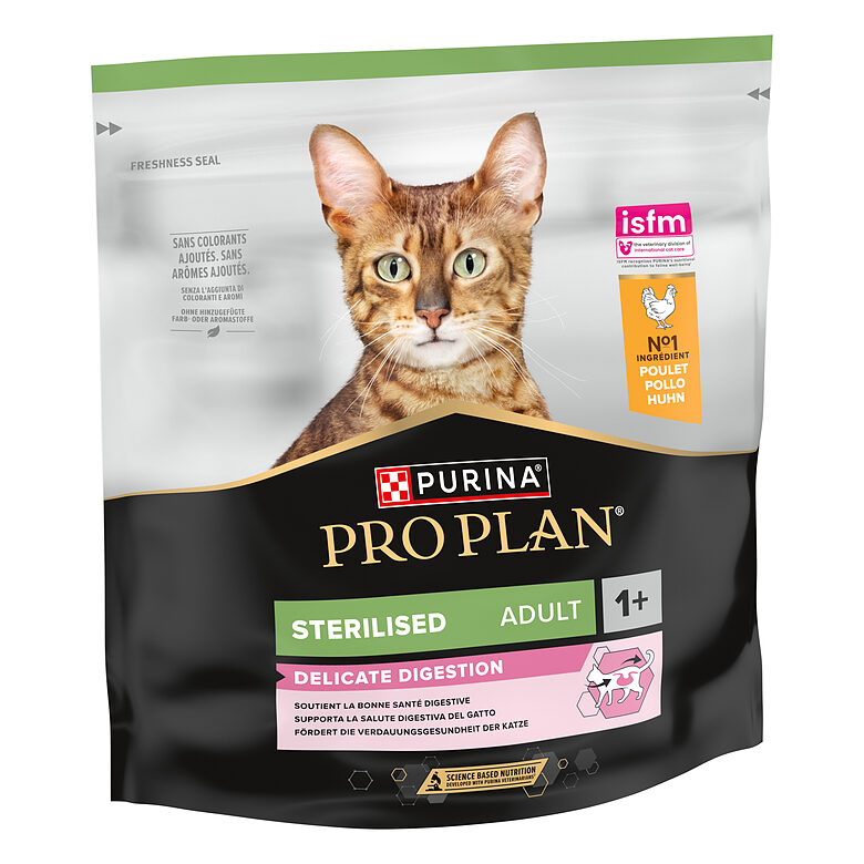 PRO PLAN STERIL DELICATE sausā barība kaķiem (vista) 400g