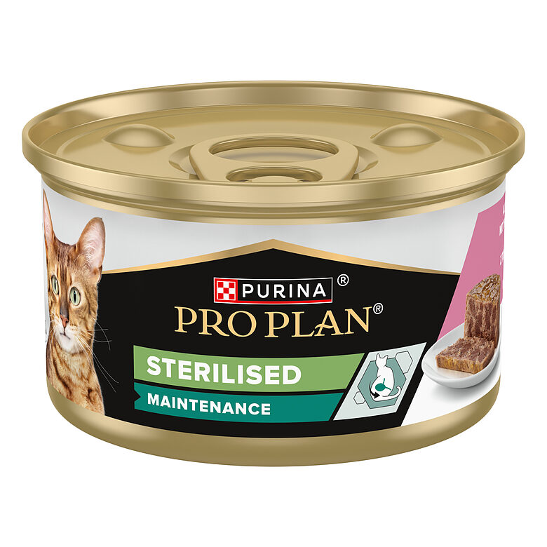 PRO PLAN STERIL konservs kaķiem  bundža (tuncis, lasis) 85g 
