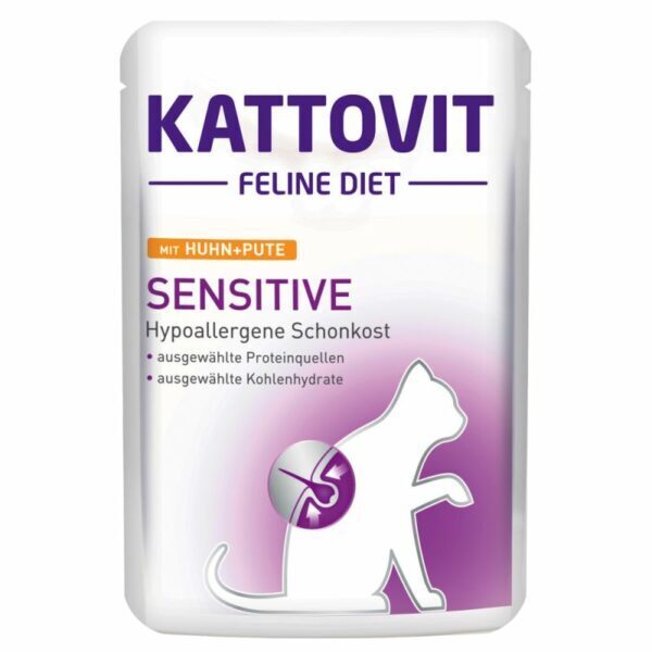 KATTOVIT Sensitive Huhn&Pute - Konservi kaķiem ar vistu un tītaru 85g