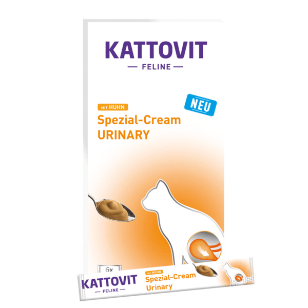 KATTOVIT Urinary Cream Huhn — дополнительный корм — крем для взрослых кошек с курицей, 6×15 г