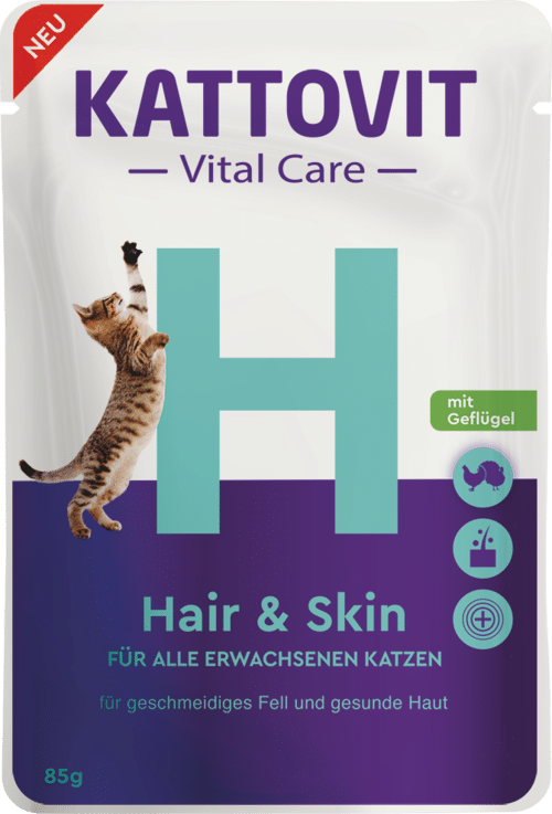 KATTOVIT Vital Care Hair&Skin — консервы для здоровья кожи и шерсти кошек, 85 г