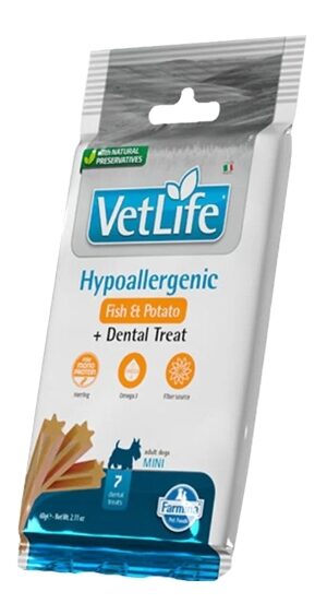 VET LIFE DOG TREAT DENTAL HYPOALLERGENIC FISH & POTATO Mini 60g