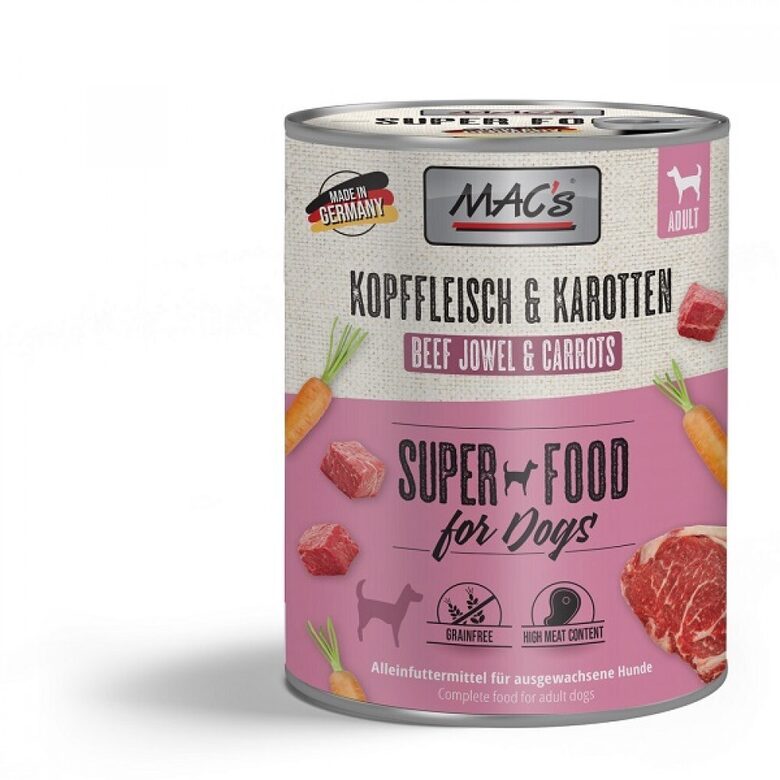 MAC's Dog Kopffleisch & Karotten - konservi suņiem ar liellopa galvas gaļu & burkāniem 400 g