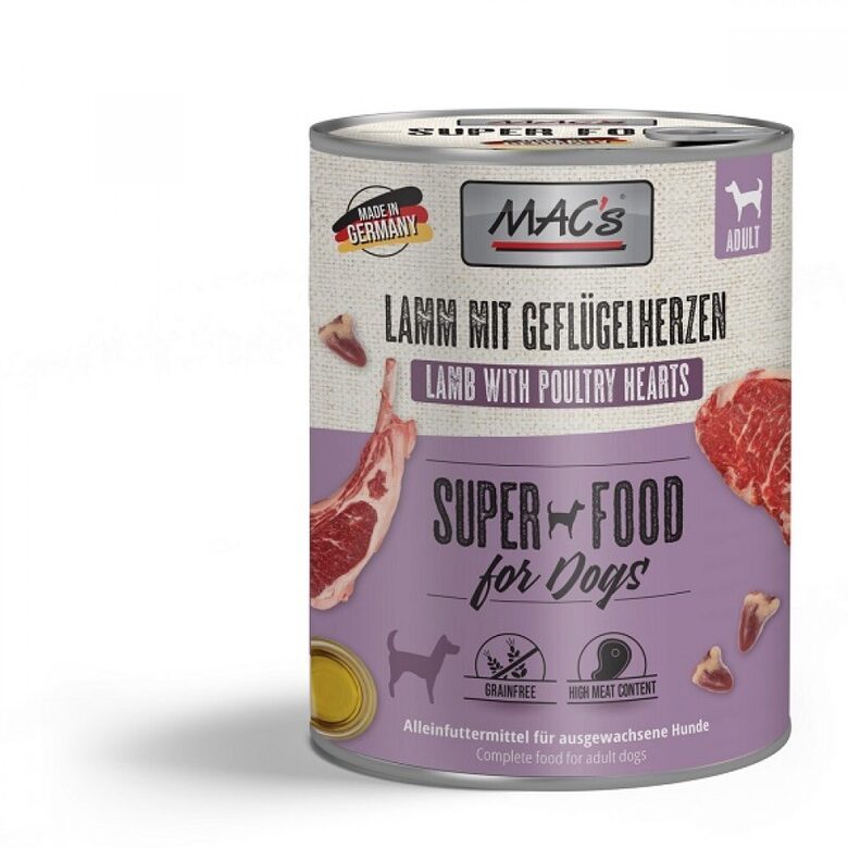 MAC's Dog Lamm & Geflügelherzen - konservi suņiem ar jēru & mājputnu sirdīm 400 g