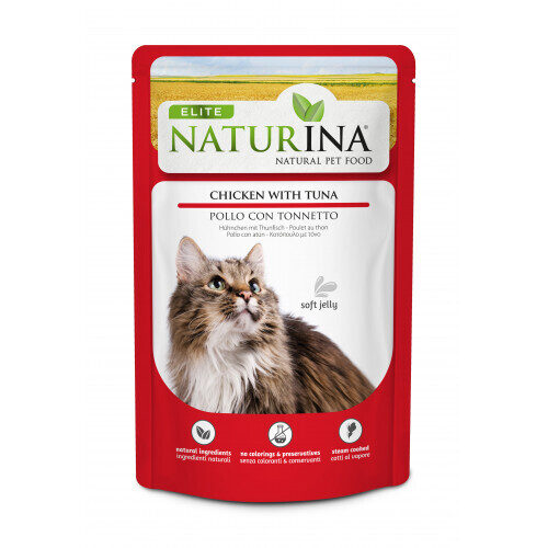 NATURINA ELITE - konservi kaķiem (pauči) tuncis ar vistu želejā 70 g