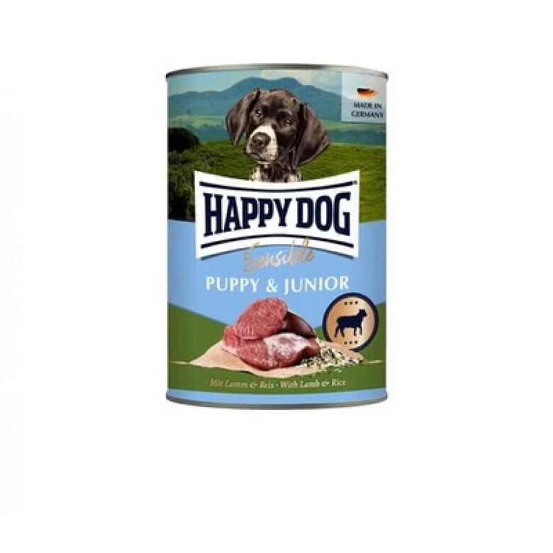 Happy Dog Sensible Puppy & Junior - Lamm & Reis - konservi kucēniem ar jēru/rīsiem 400 g