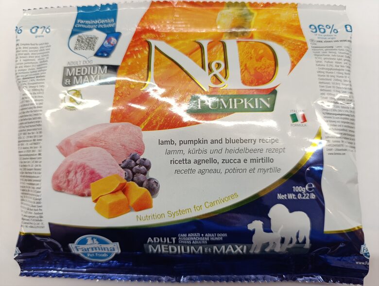 N&D Dog PARAUGS (Pumpkin Lamb Blueberry Medium/Maxi) 100G
