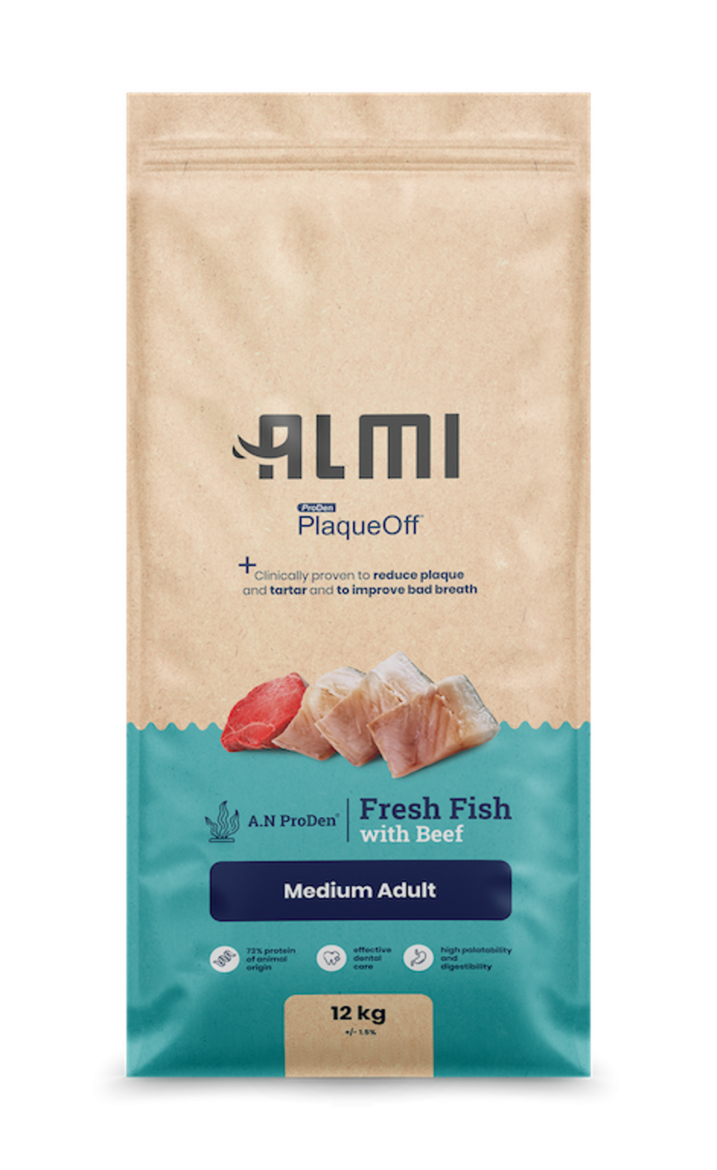 ALMI ProDen PlaqueOff barība pieaugušiem vidēja lieluma suņiem 3 kg