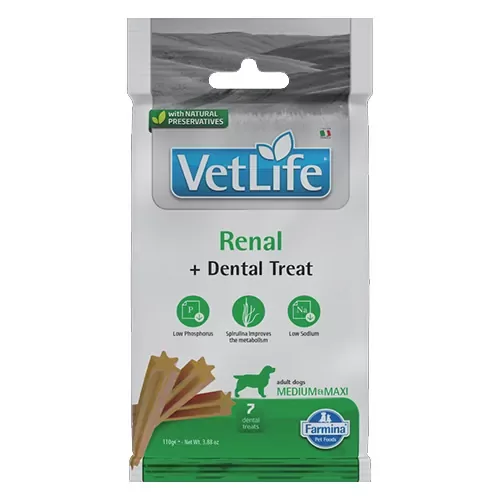 VET LIFE DOG TREAT DENTAL RENAL Medium/Large 100g