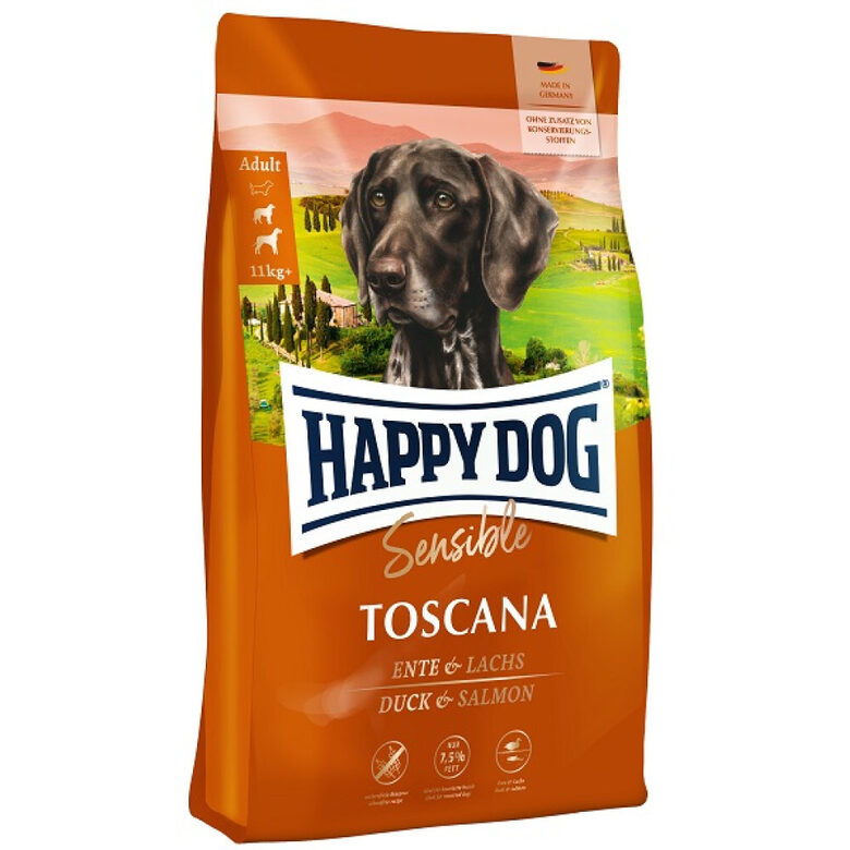Happy Dog Sensible Toscana 12,5 kg - sausā barība suņiem ar pīli & lasi