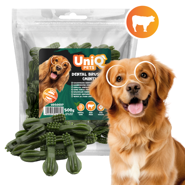 UniQ Pets Dental Brush (mint) – Piparmētru zobu tīrīšanas stienīši, 500 g