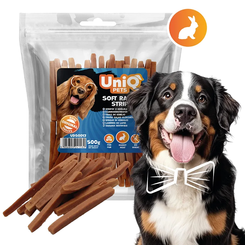 UniQ Pets – Soft Rabbit Sticks - Truša gaļas gabaliņi, 500 g