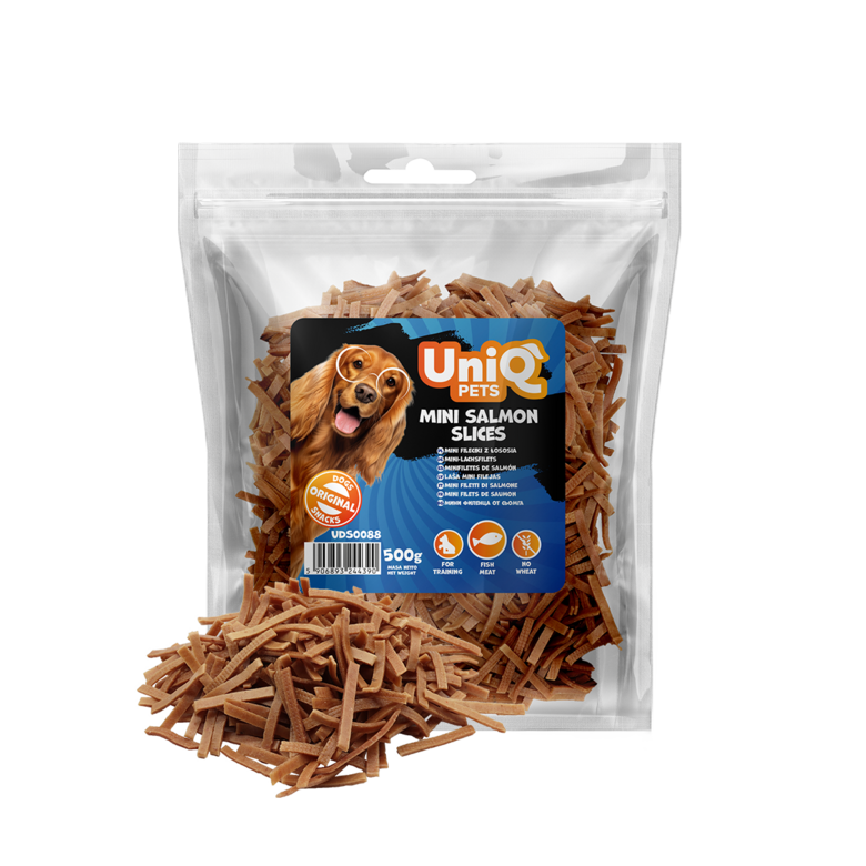 UniQ Pets – Mini Salmon Slices - Mini laša filejas gabaliņi, 500 g
