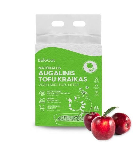 BeloCat Tofu pakaiši kaķiem Apple Scent (Ābols) 2.5 kg, 6 l