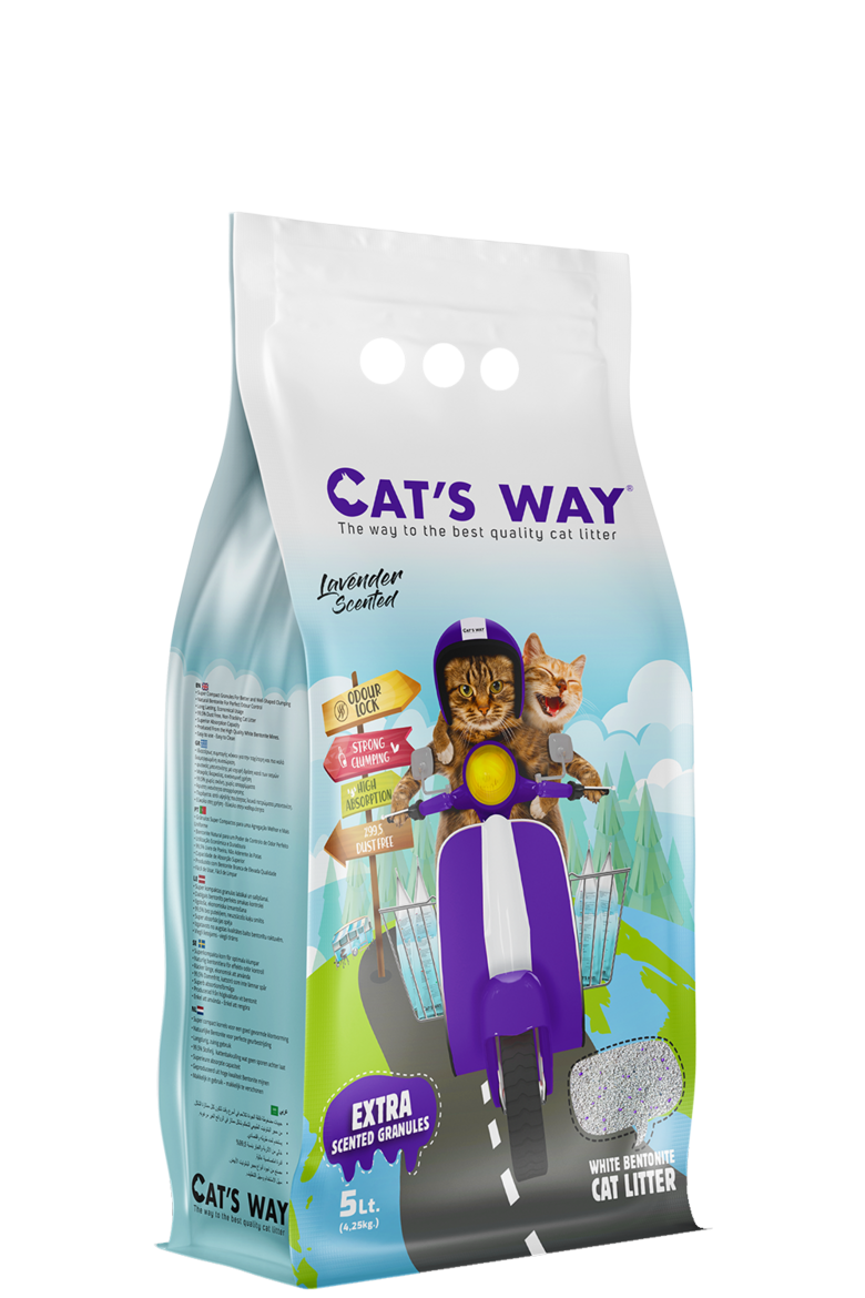 Cats Way White Cat Litter, Lavender (Lavanda) 8.5kg/10l bentonīta kaķu pakaiši 