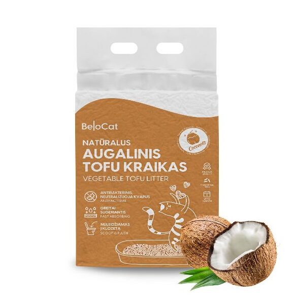 BeloCat Tofu pakaiši kaķiem Coconut Scent (Kokosrieksts) 2.5 kg, 6 l
