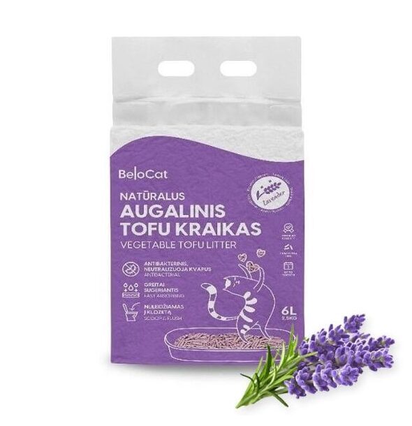 BeloCat Tofu pakaiši kaķiem Lavander Scent (Lavanda) 2.5 kg, 6 l