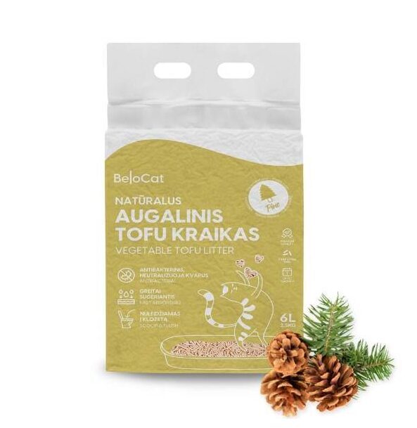 BeloCat Tofu kaķu pakaiši litter kaķiem Pine Scent (Priežu smarža) 2.5 kg, 6 l