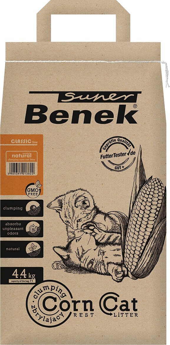 Certech pakaiši dzīvniekiem kukurūzas Super Benek Corn Cat 7 L (4.4 kg)