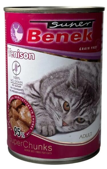Super Benek konservi kaķiem gabaliņi ar medījuma gaļu mērcē 415 g