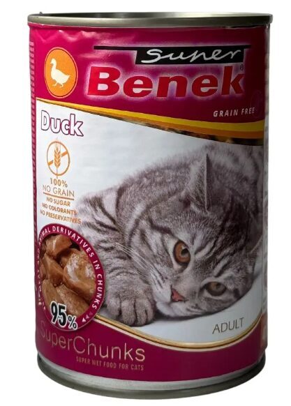 Super Benek konservi kaķiem gabaliņi ar pīles gaļu mērcē 415 g