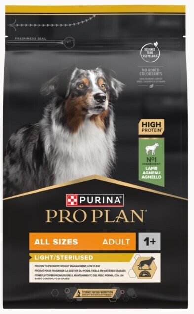 PRO PLAN ALL SIZE LIGHT ADULT sausā barība suņiem (jērs) 3kg