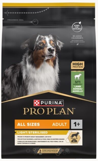 PRO PLAN ALL SIZE LIGHT ADULT sausā barība suņiem (jērs) 14kg