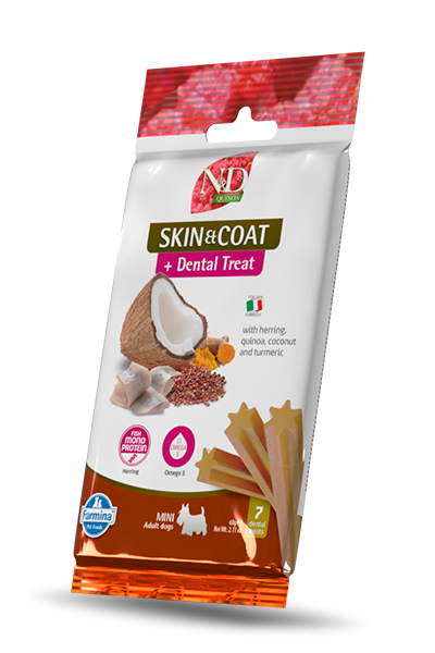 N&D DOG TREAT DENTAL QUINOA HERRING SKIN&COAT Mini 60g