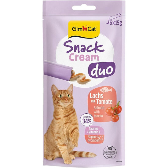 GimCat SNACK CREAM DUO SALMON & TOMATO 6x15g