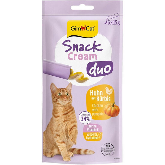 GimCat SNACK CREAM DUO CHICKEN & PUMPKIN 6x15g