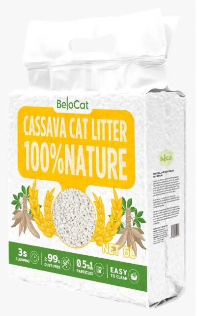 BeloCat Cassava Cat Litter pakaiši kaķiem 2.5 kg, 6 l