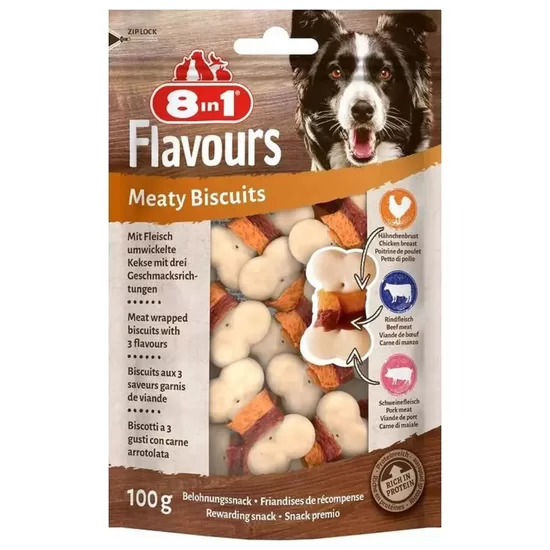 8in1 kārums suņiem - Flavours Meaty Biscuits 100 g
