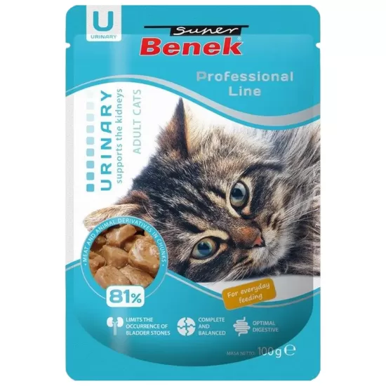 Super Benek Pouch kaķiem Urinary, gabaliņi mērcē 100 g