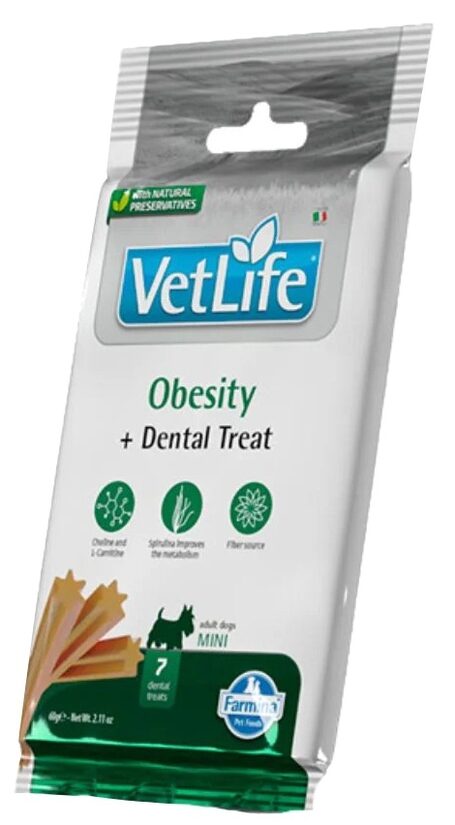 VET LIFE DOG TREAT DENTAL OBESITY Mini 60g