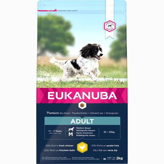 Eukanuba Adult Medium Chicken - sausā barība pieaugušiem vidējo sķirņu suņiem 2kg